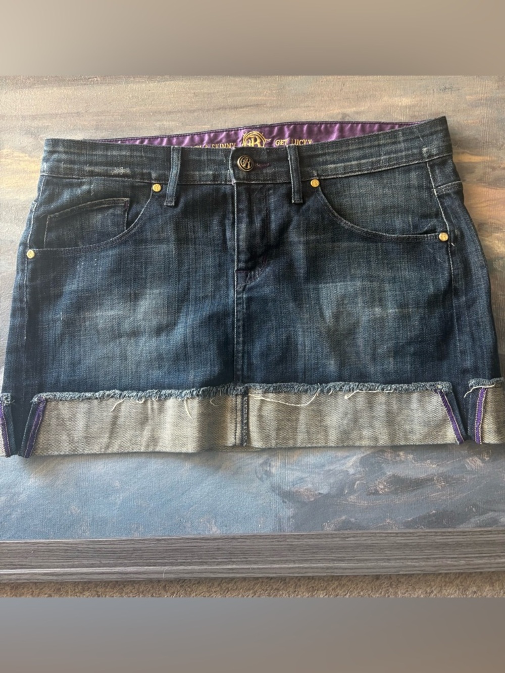 Rich & Skinny Dark Blue Denim Mini Skirt